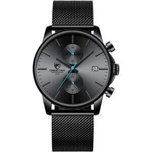 Sleek Minimalist Quartz Analog Mesh Stainless Steel Waterproof Chronograph